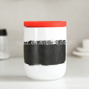 ceramic tea coffee canister with silicone lid,